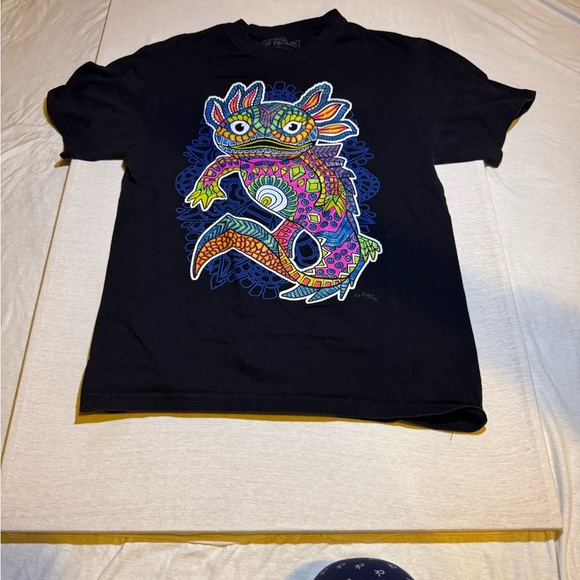 Black T-Shirt with Colorful Dragon Design - Picture 1 of 5